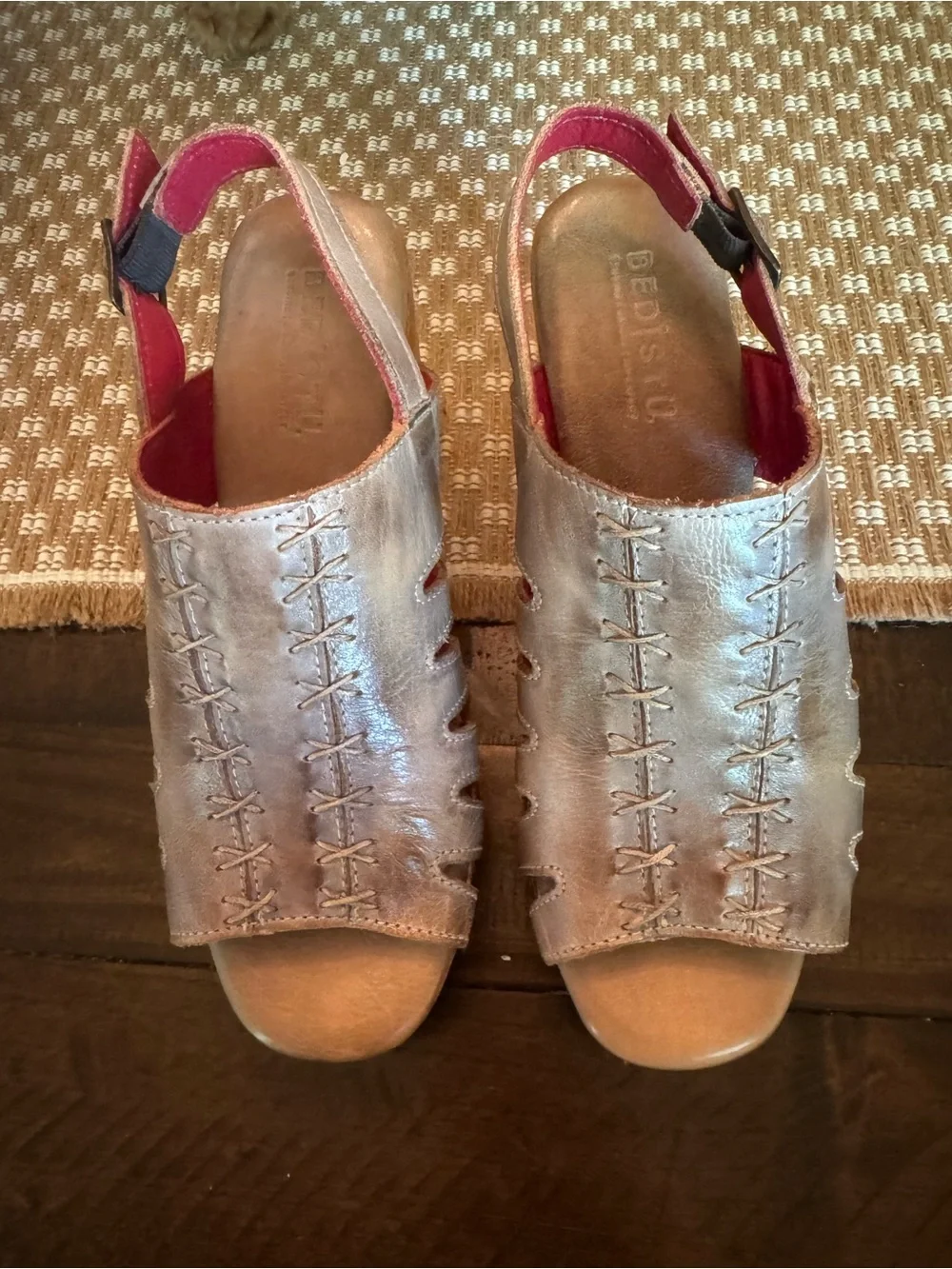 Bedstu Womens Fontella Wood Platform Slingback Sandal Sz 8.5 Boho Country Chic